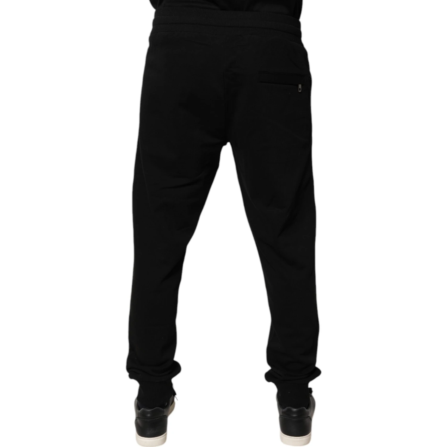 Black Cotton Mid Waist Jogger Sweatpants Pants