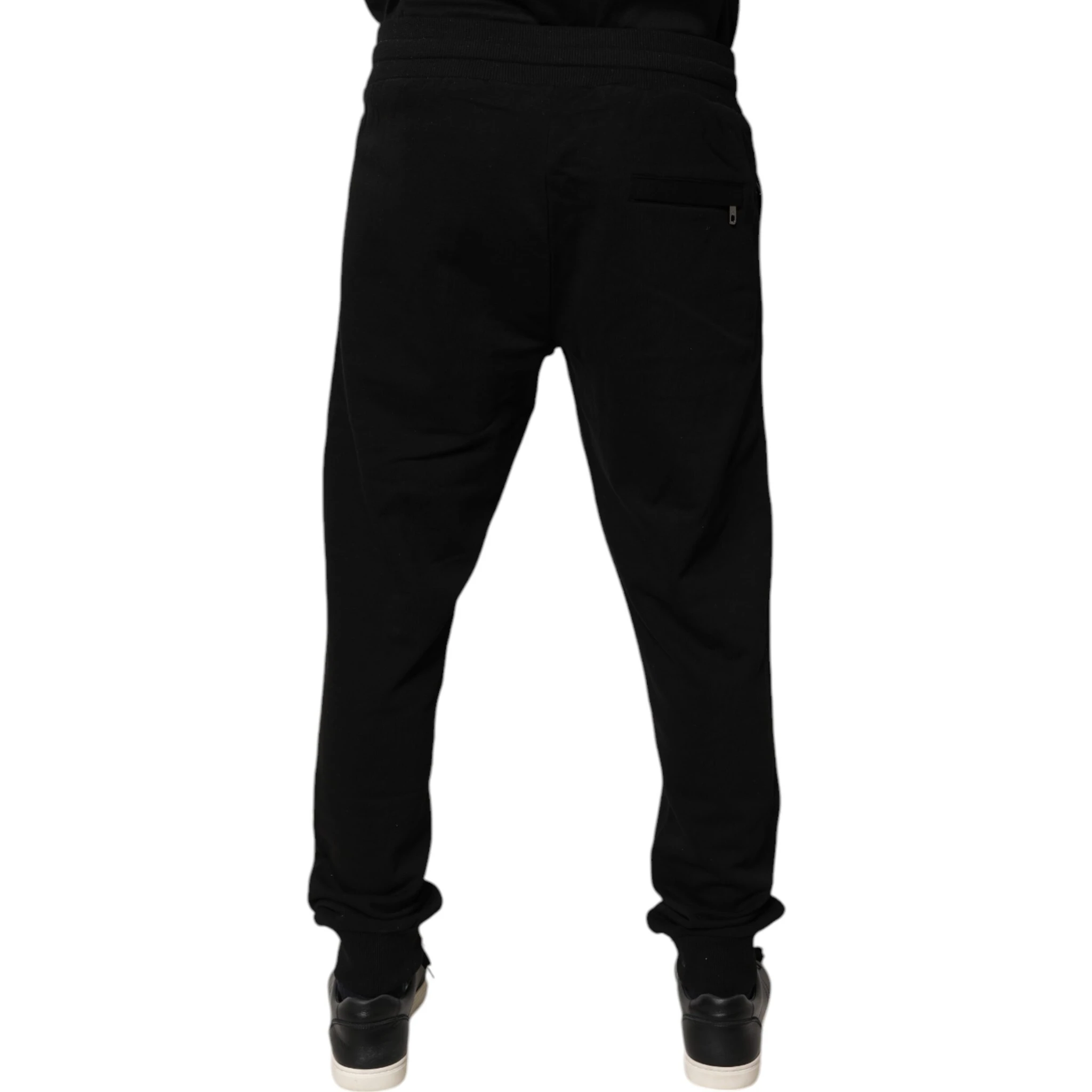 Black Cotton Mid Waist Jogger Sweatpants Pants