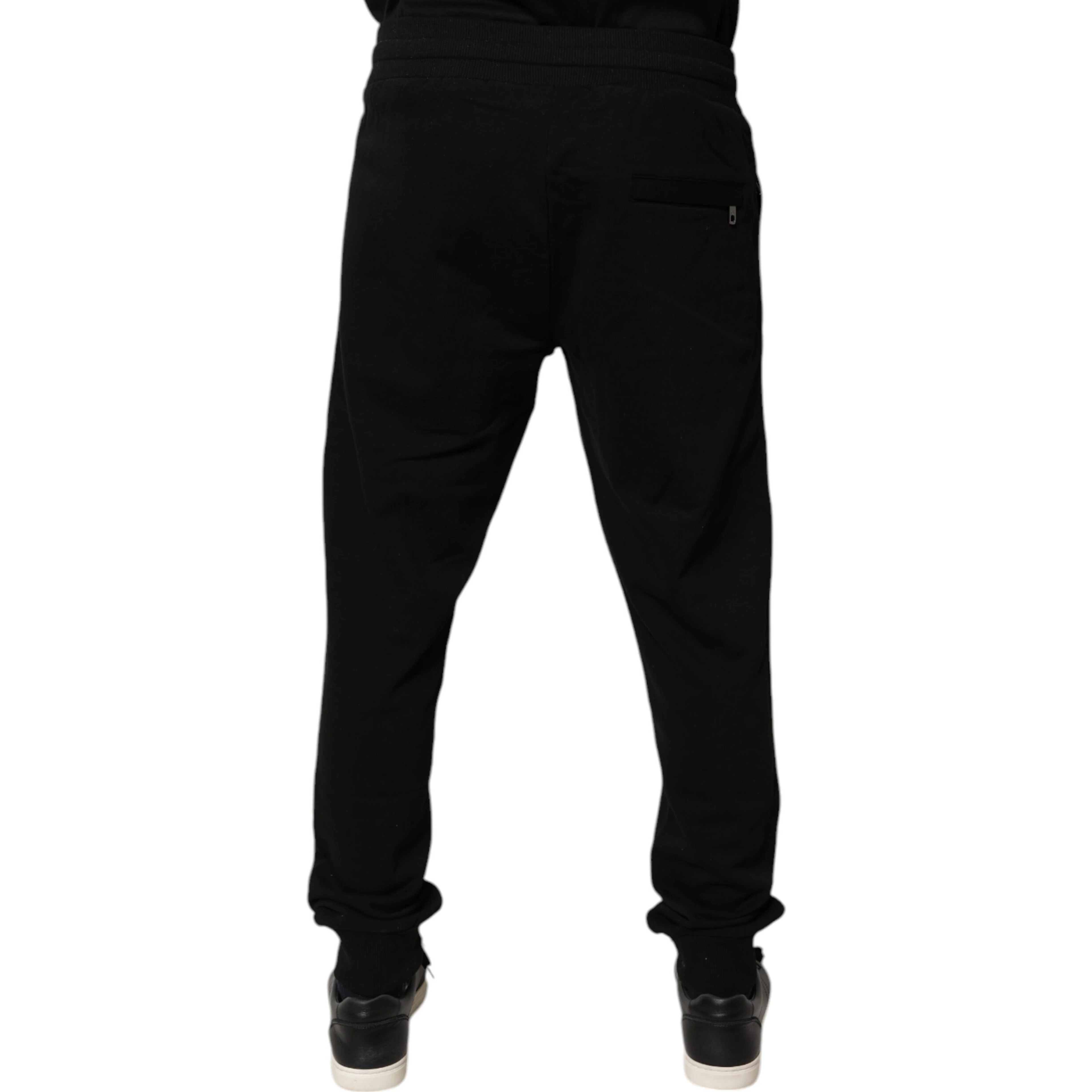 Black Cotton Mid Waist Jogger Sweatpants Pants