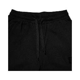 Black Cotton Mid Waist Jogger Sweatpants Pants