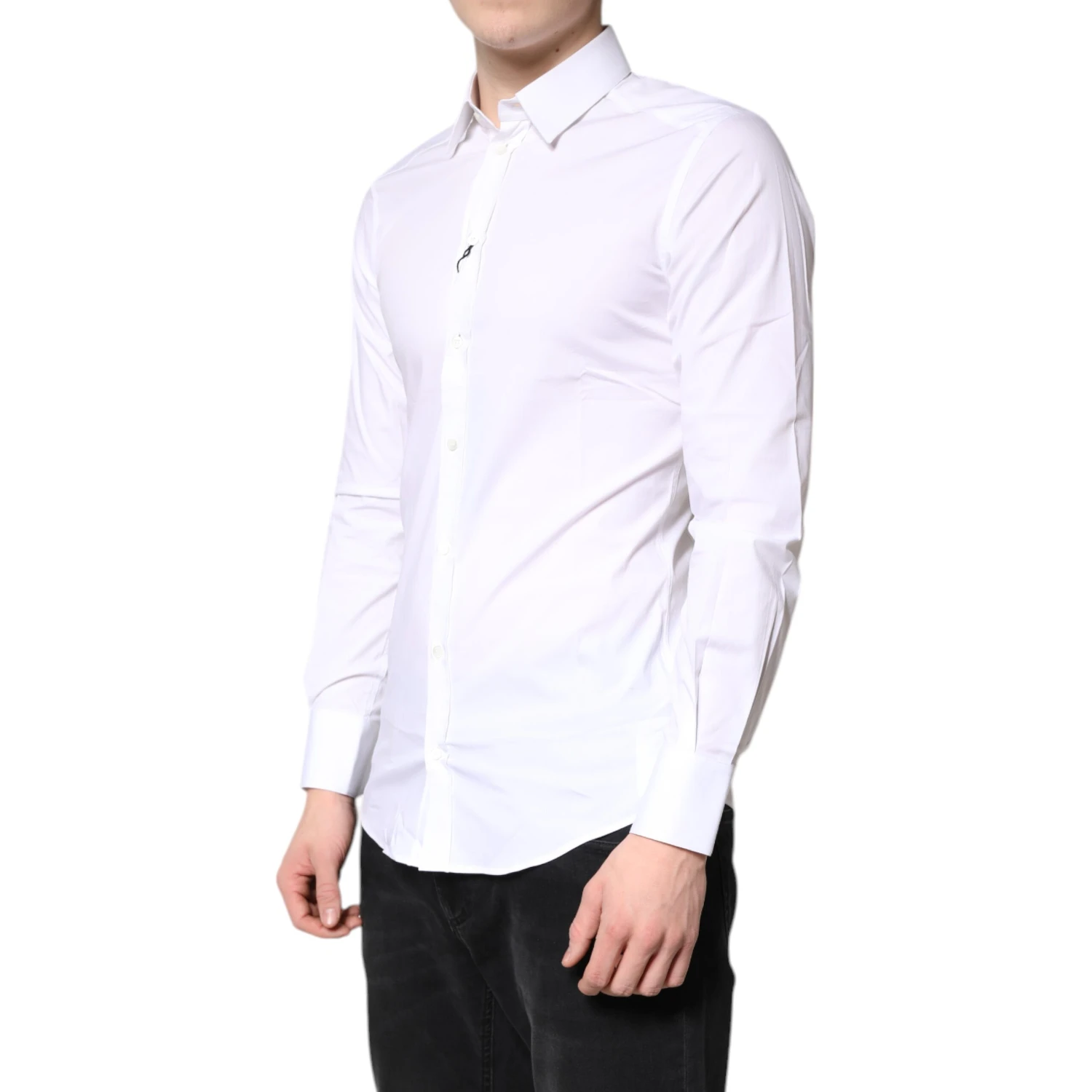 White Cotton Stretch GOLD Dress Formal Shirt