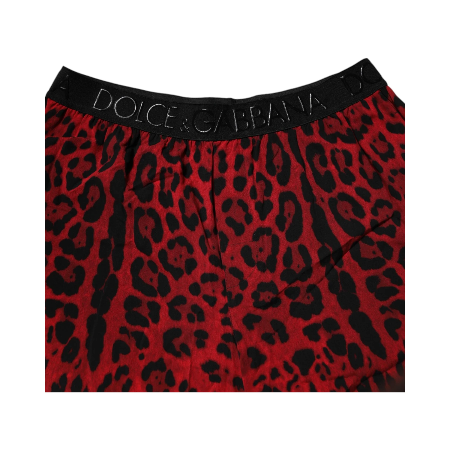 Red Leopard Print Viscose Bermuda Shorts
