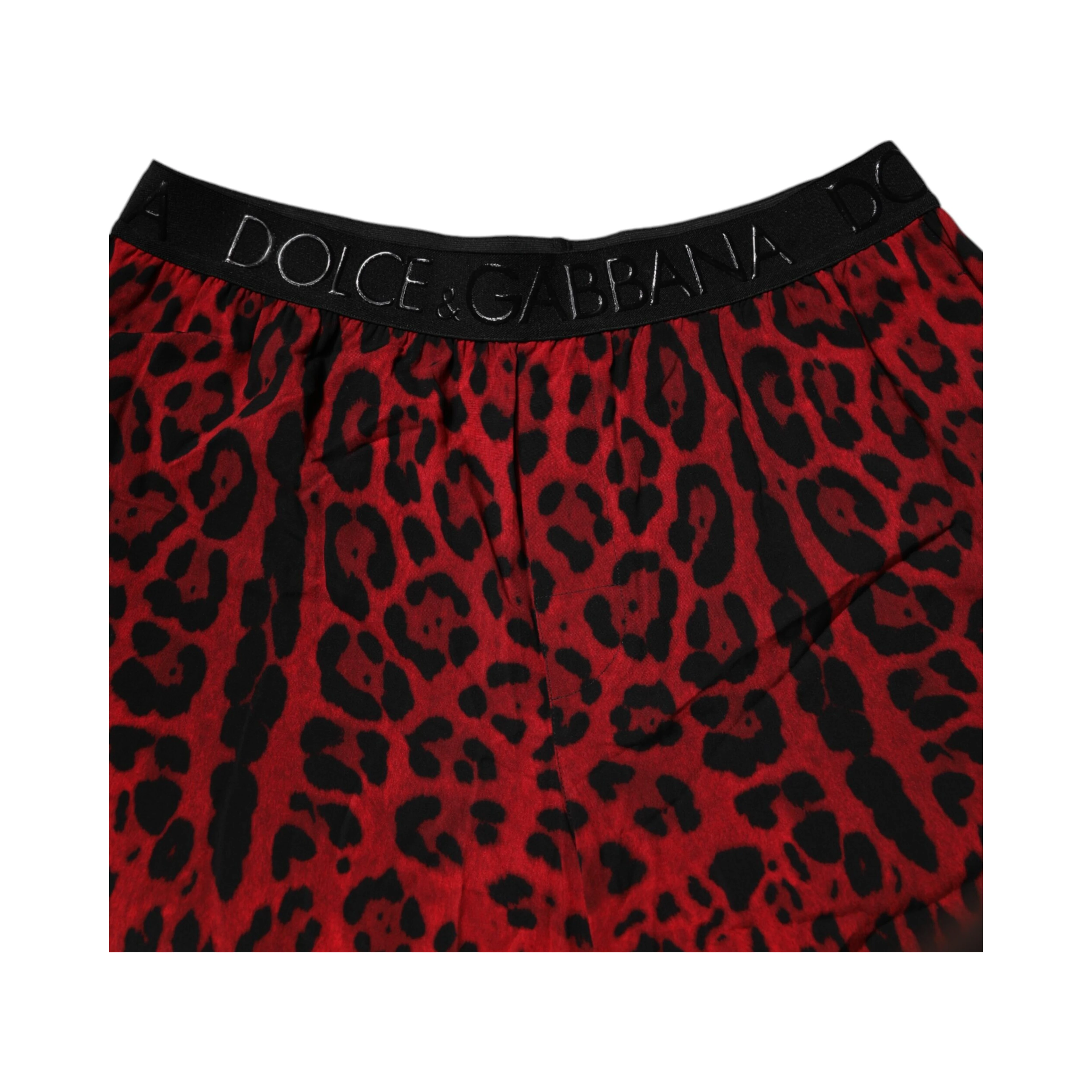 Red Leopard Print Viscose Bermuda Shorts
