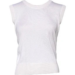 White Sleeveless Cashmere Round Neck Tank Top