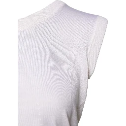 White Sleeveless Cashmere Round Neck Tank Top