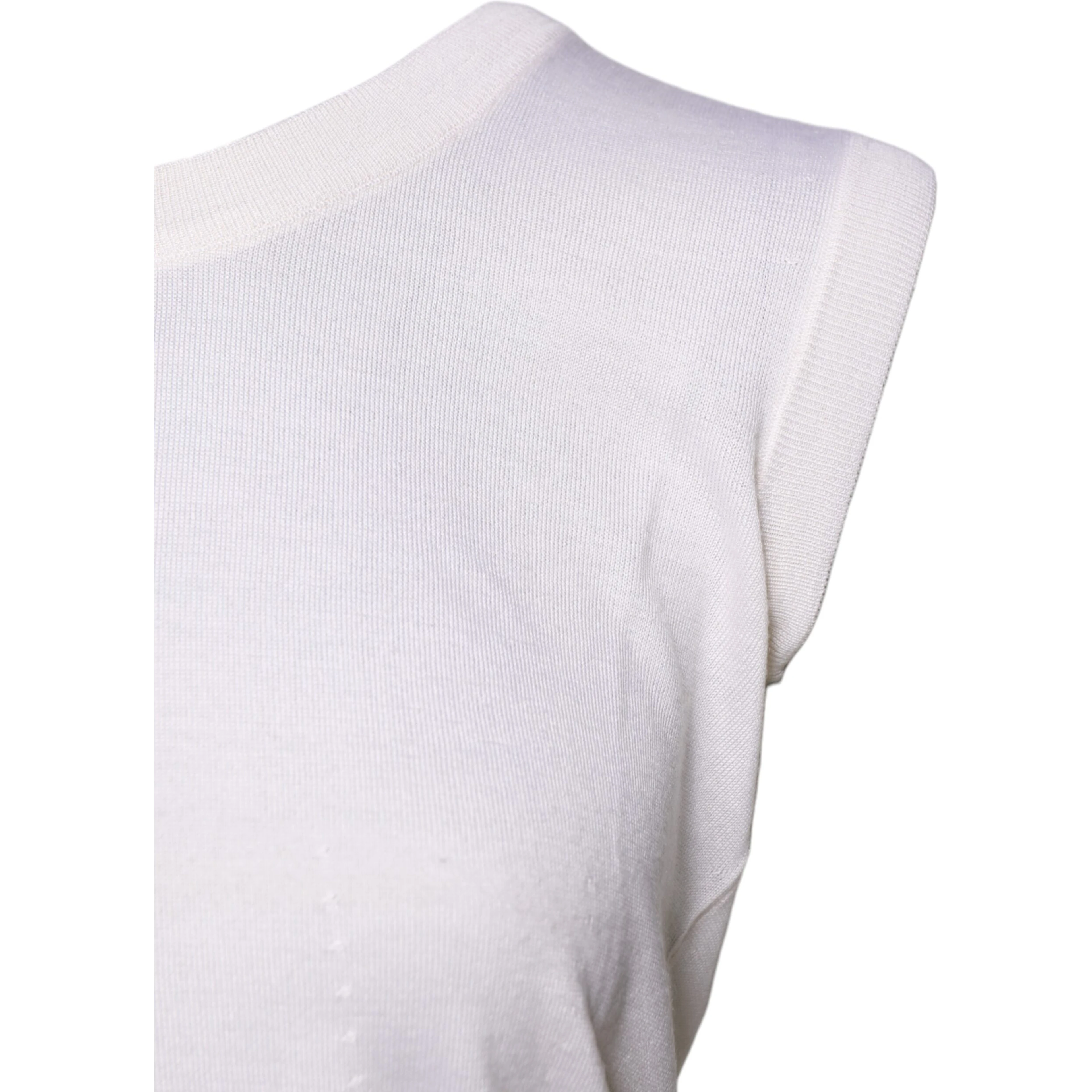 White Sleeveless Cashmere Round Neck Tank Top
