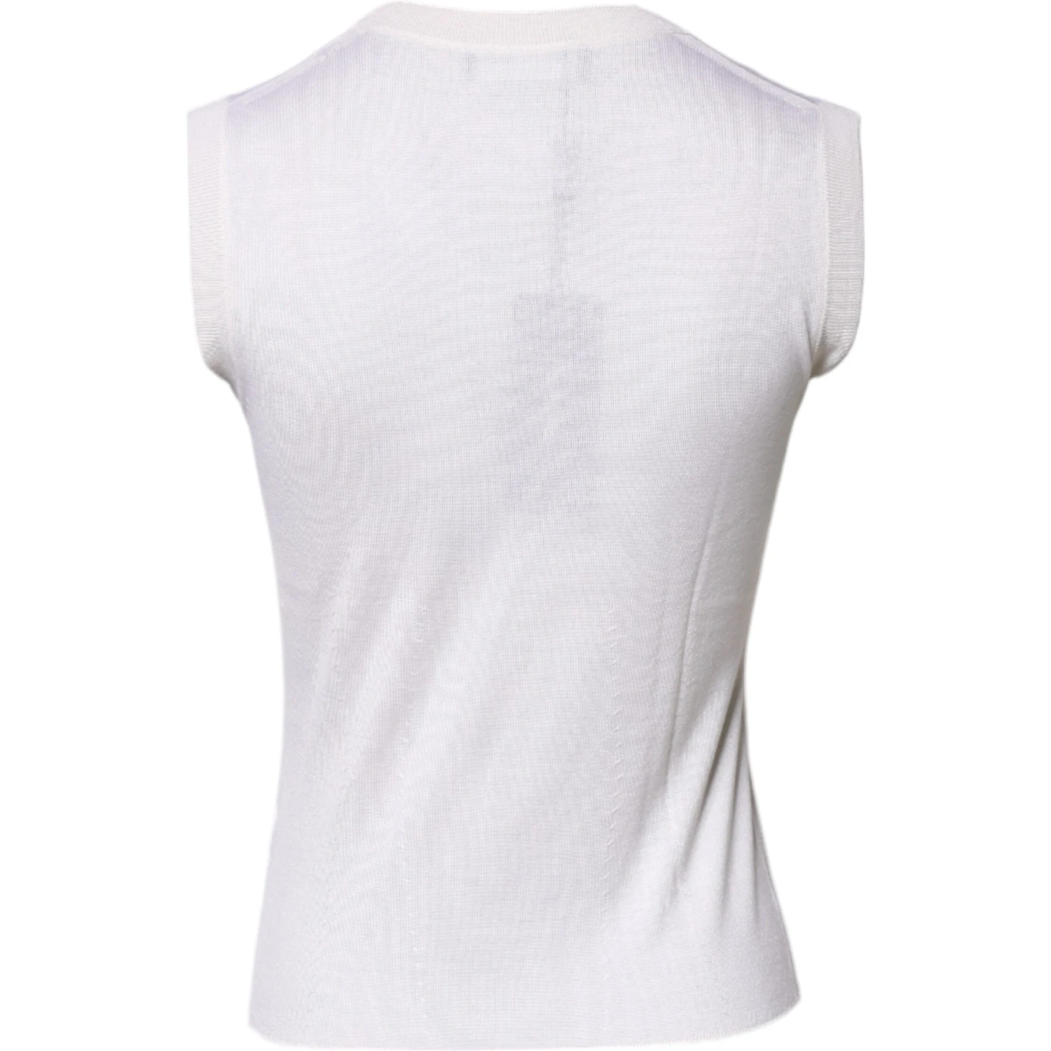 White Sleeveless Cashmere Round Neck Tank Top