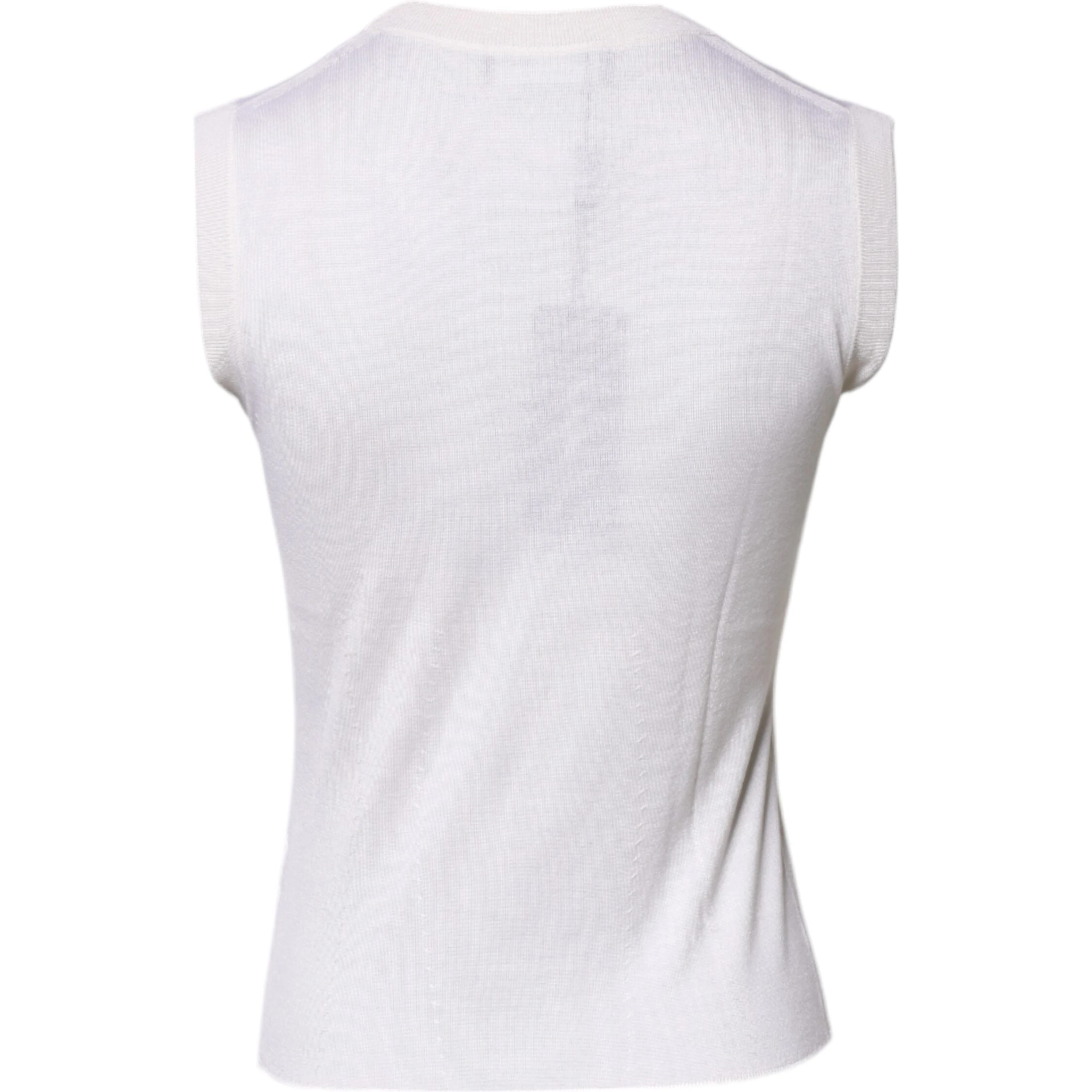White Sleeveless Cashmere Round Neck Tank Top