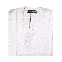 White Sleeveless Cashmere Round Neck Tank Top