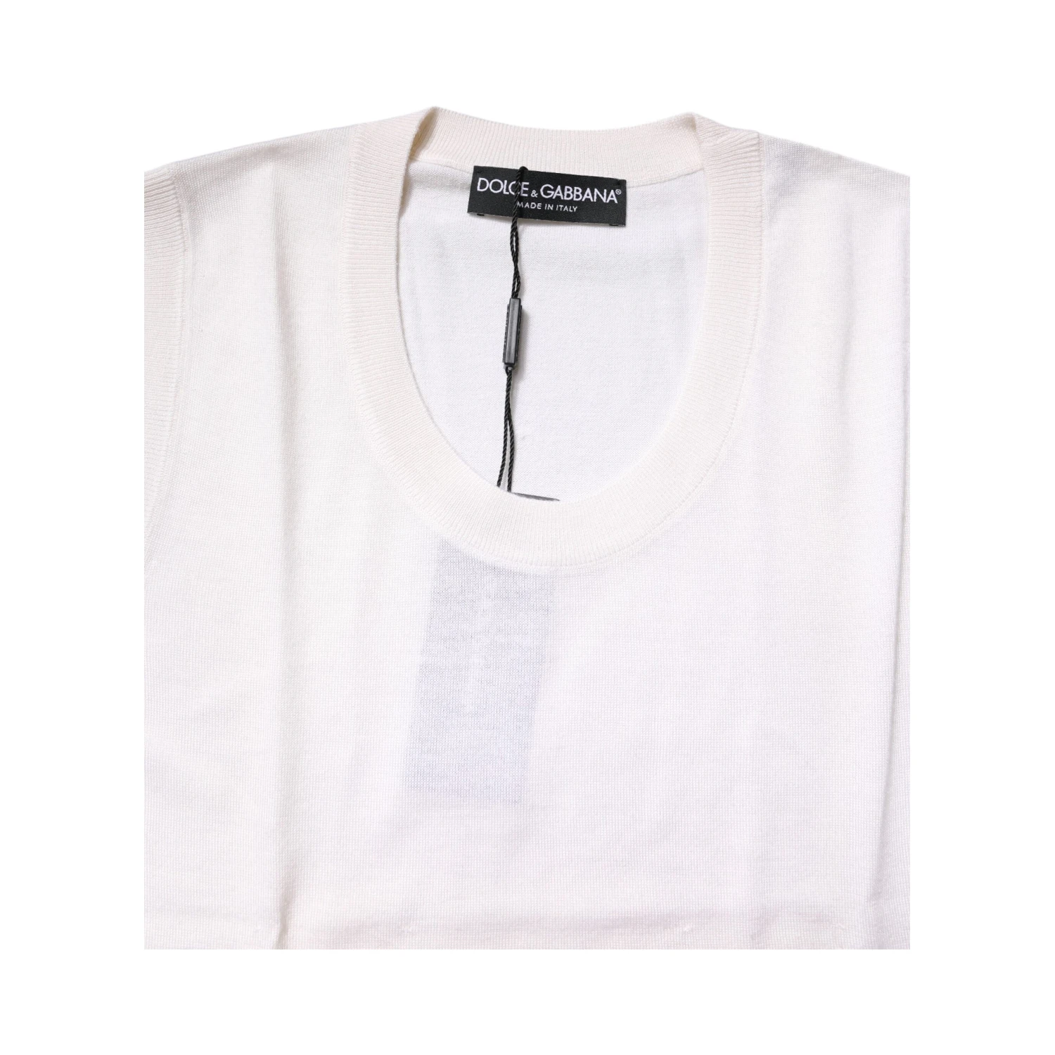 White Sleeveless Cashmere Round Neck Tank Top