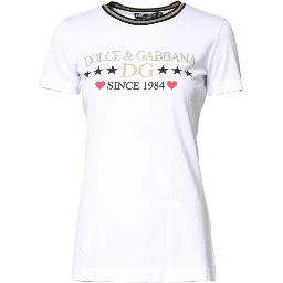 White Graphic Print Cotton Crew Neck T-shirt