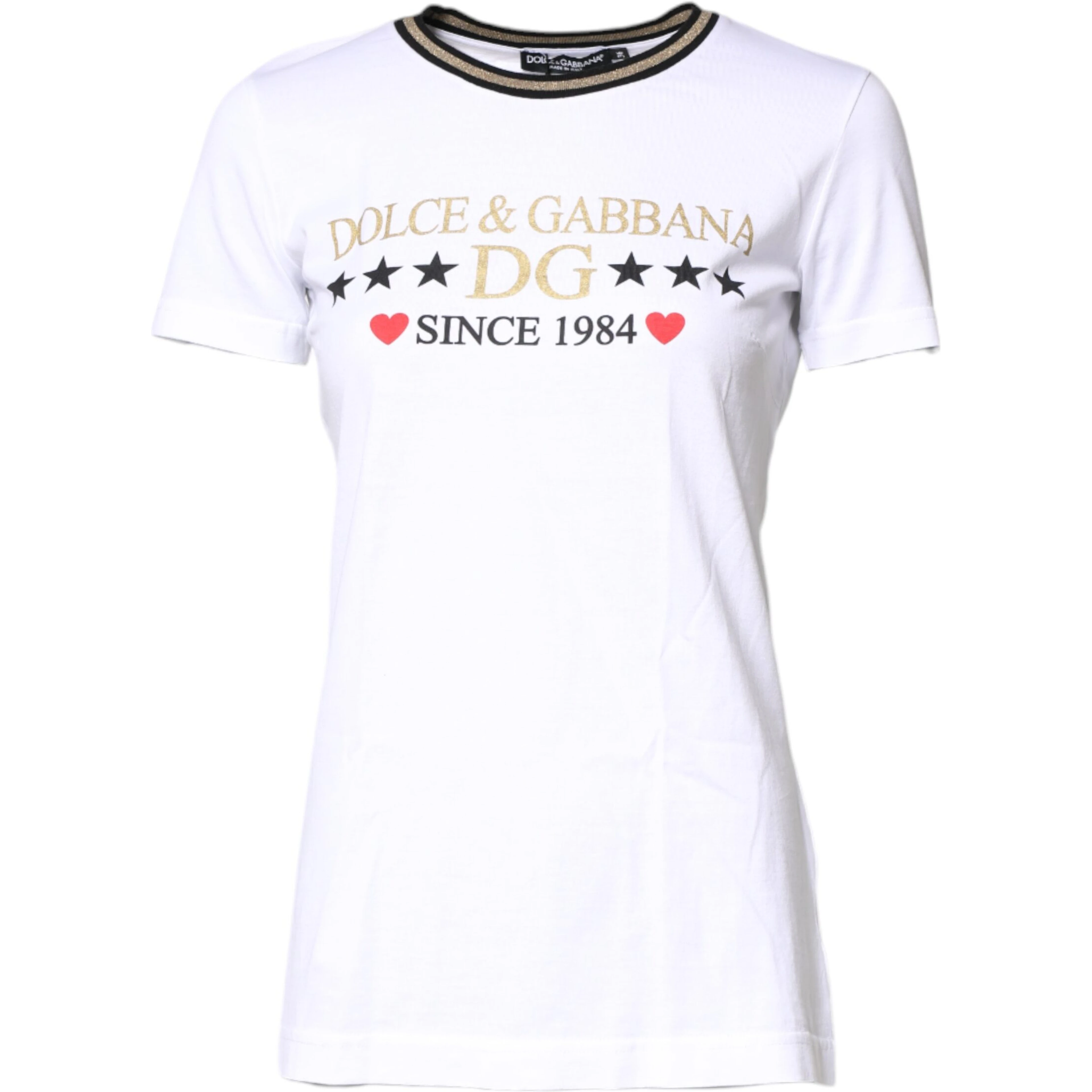 White Graphic Print Cotton Crew Neck T-shirt