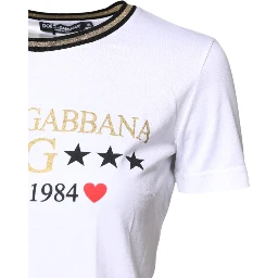 White Graphic Print Cotton Crew Neck T-shirt