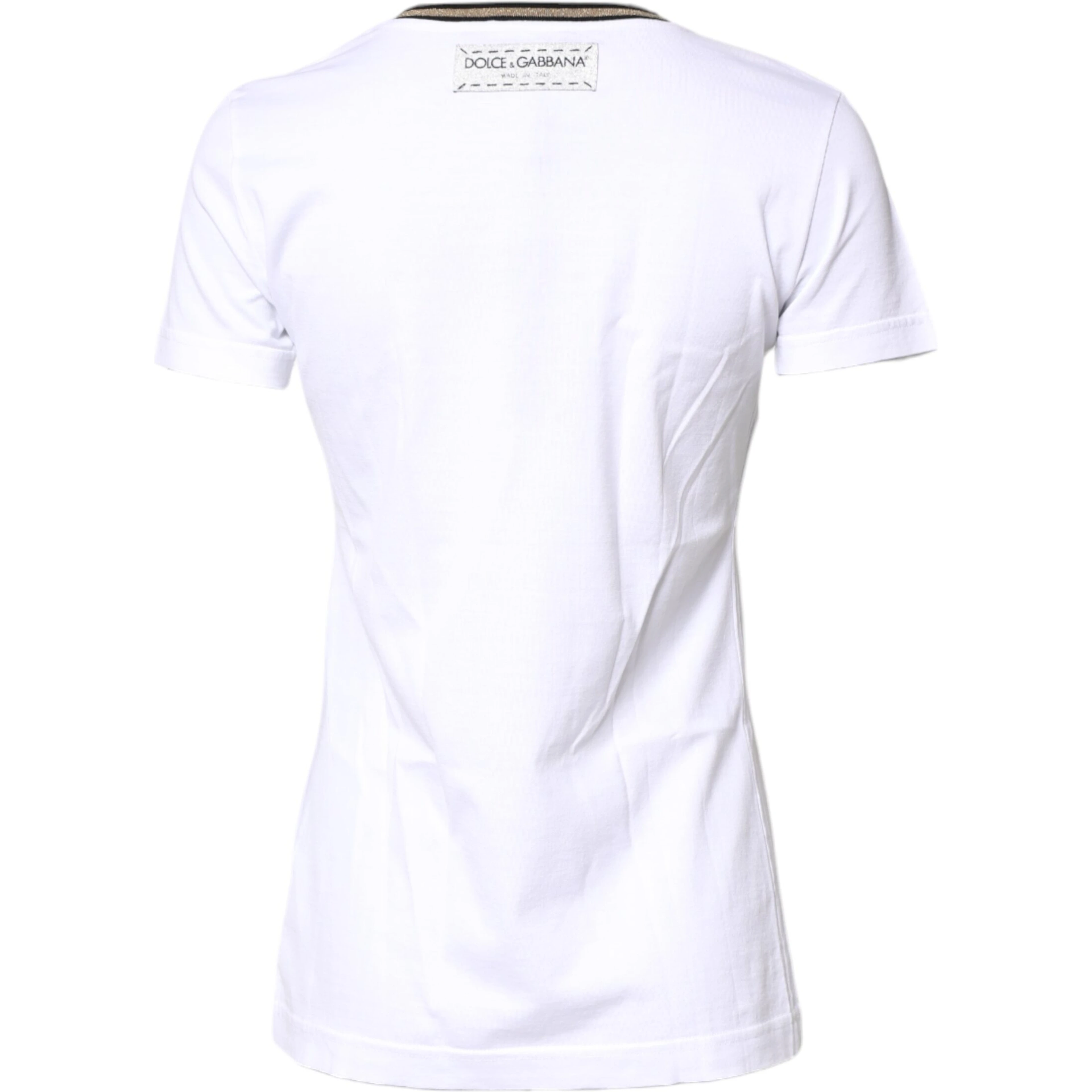White Graphic Print Cotton Crew Neck T-shirt