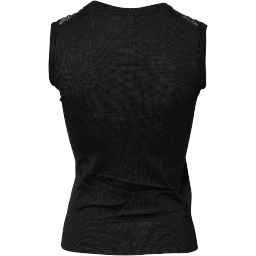 Black Lace Sheer Crew Neck Sleeveless Top