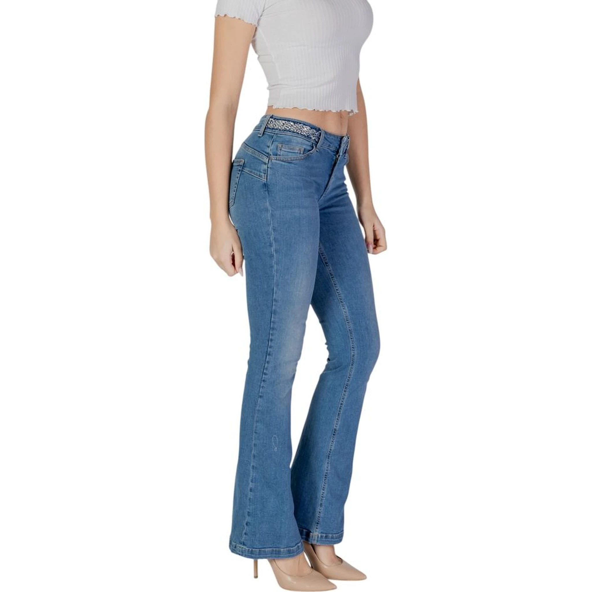 Light Blue Cotton Bootcut Jeans