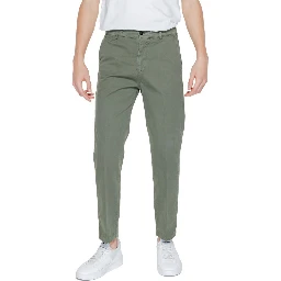 Green Cotton Casual Pants