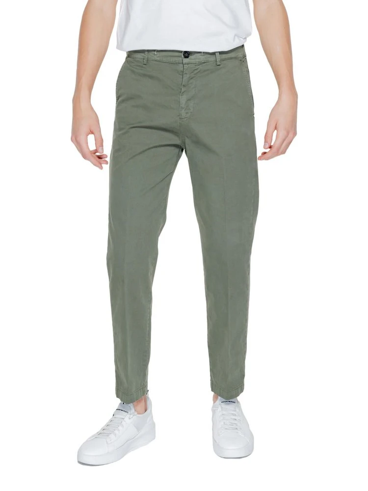 Green Cotton Casual Pants