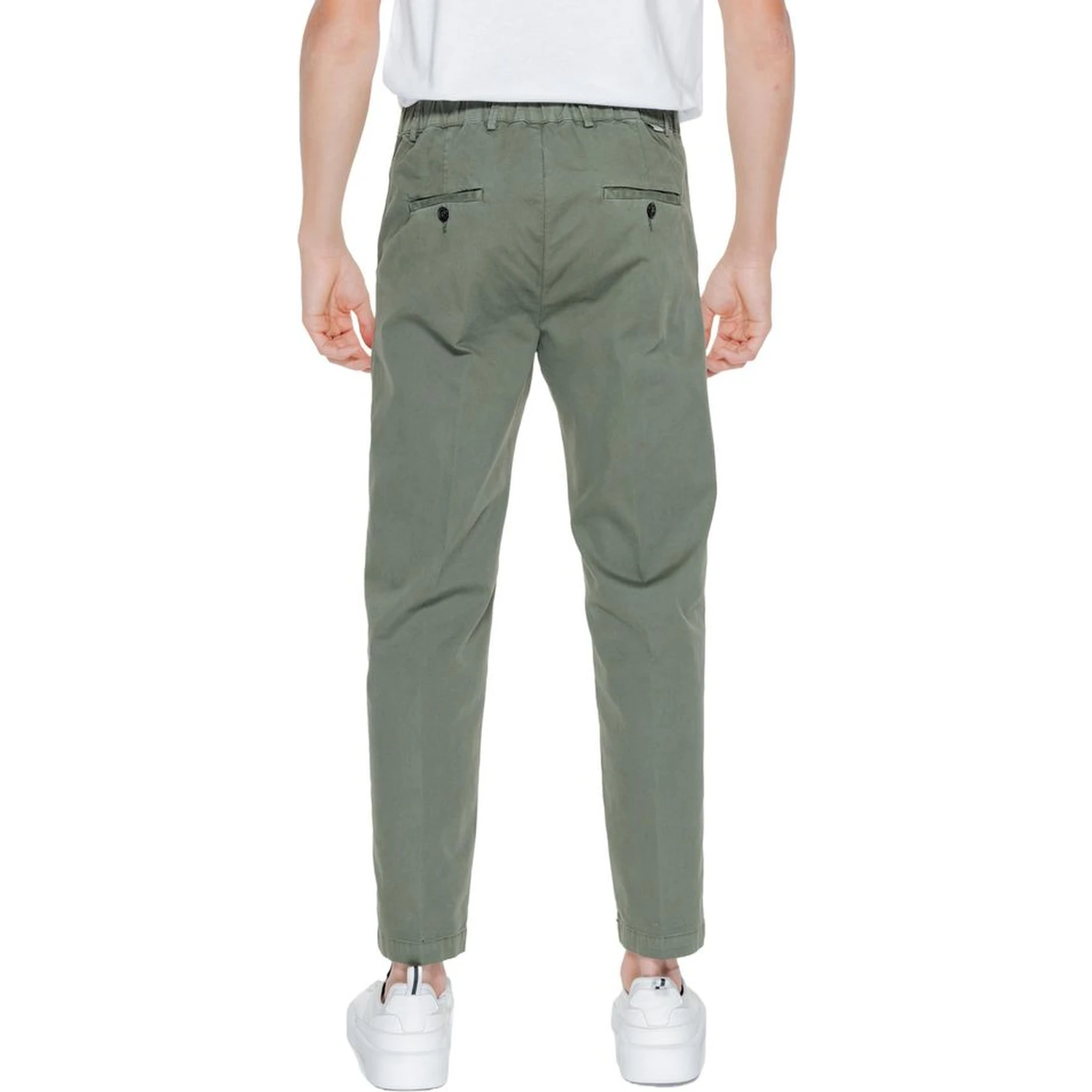 Green Cotton Casual Pants