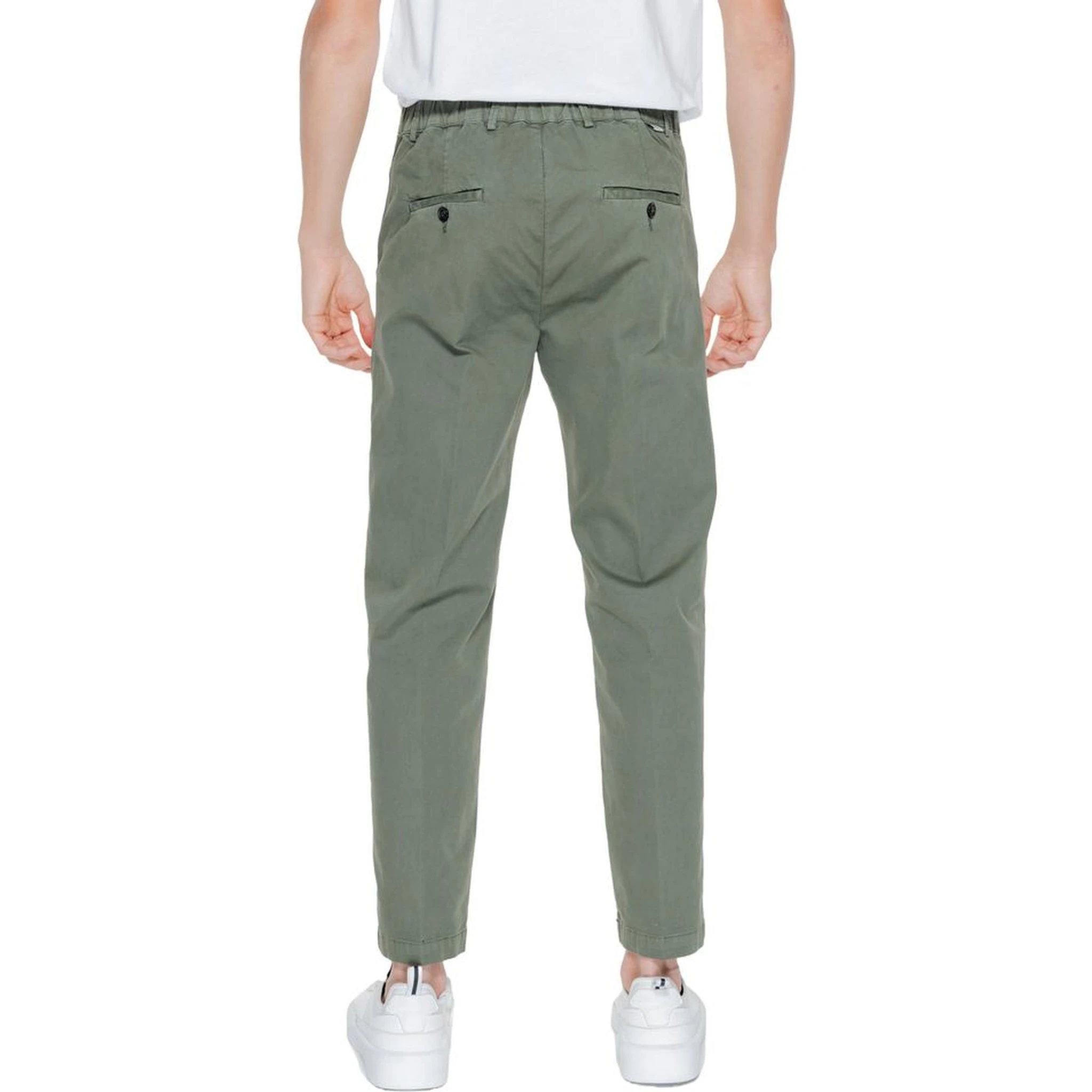 Green Cotton Casual Pants