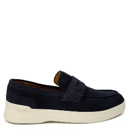Blue Suede Leather Slip-On Loafers