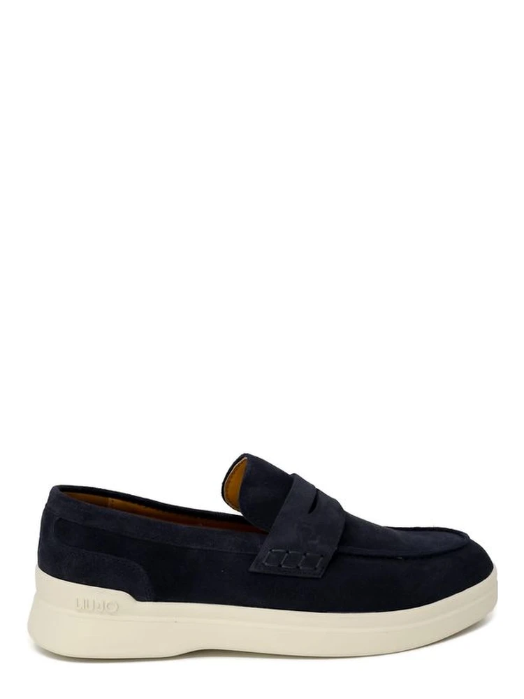 Blue Suede Leather Slip-On Loafers