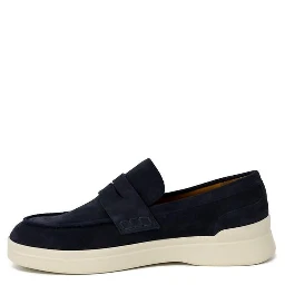 Blue Suede Leather Slip-On Loafers