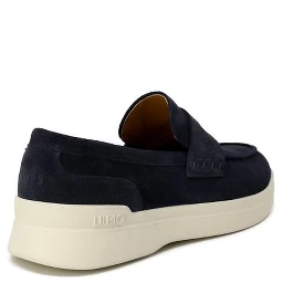 Blue Suede Leather Slip-On Loafers