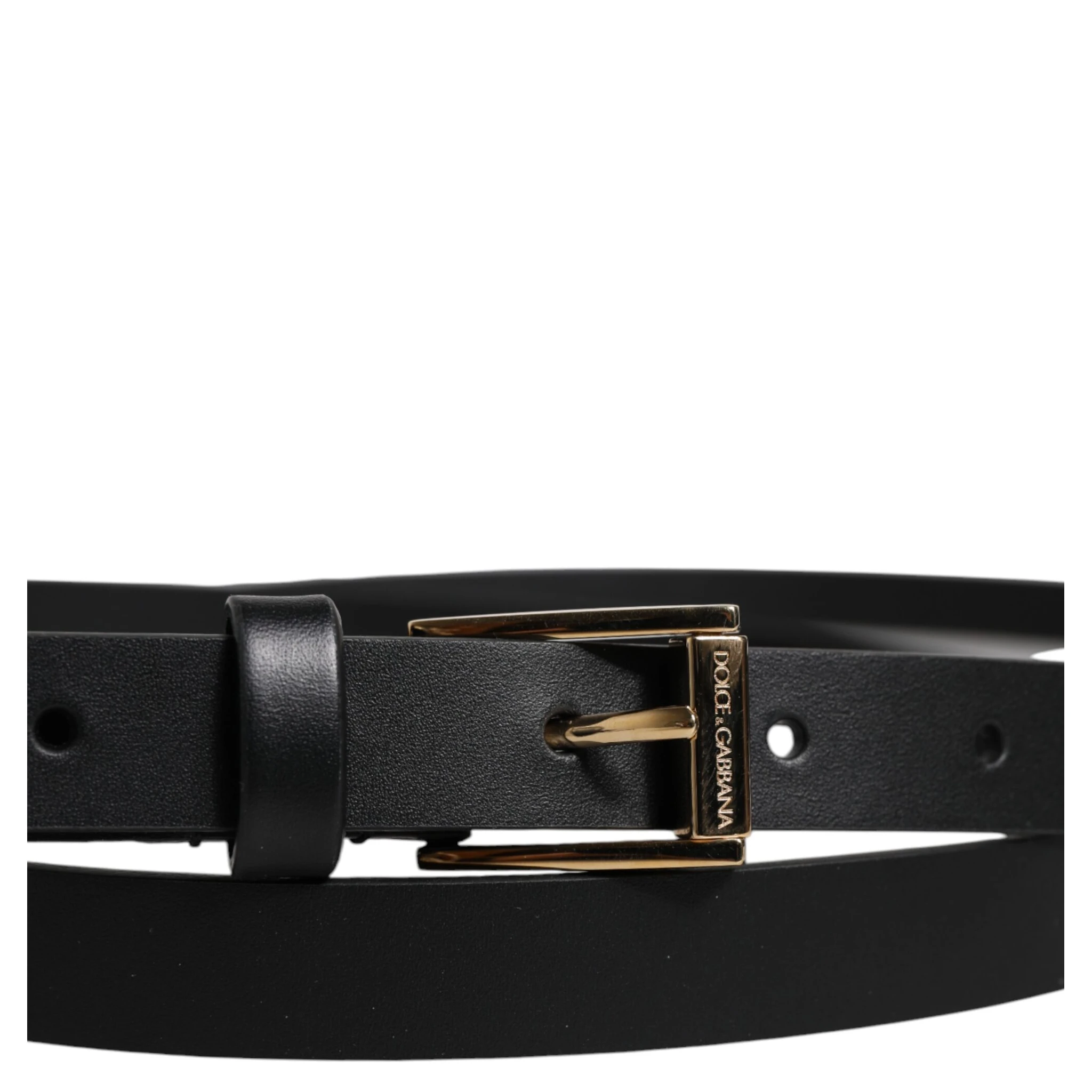 Black Calfskin Classic Metal Logo Buckle Belt