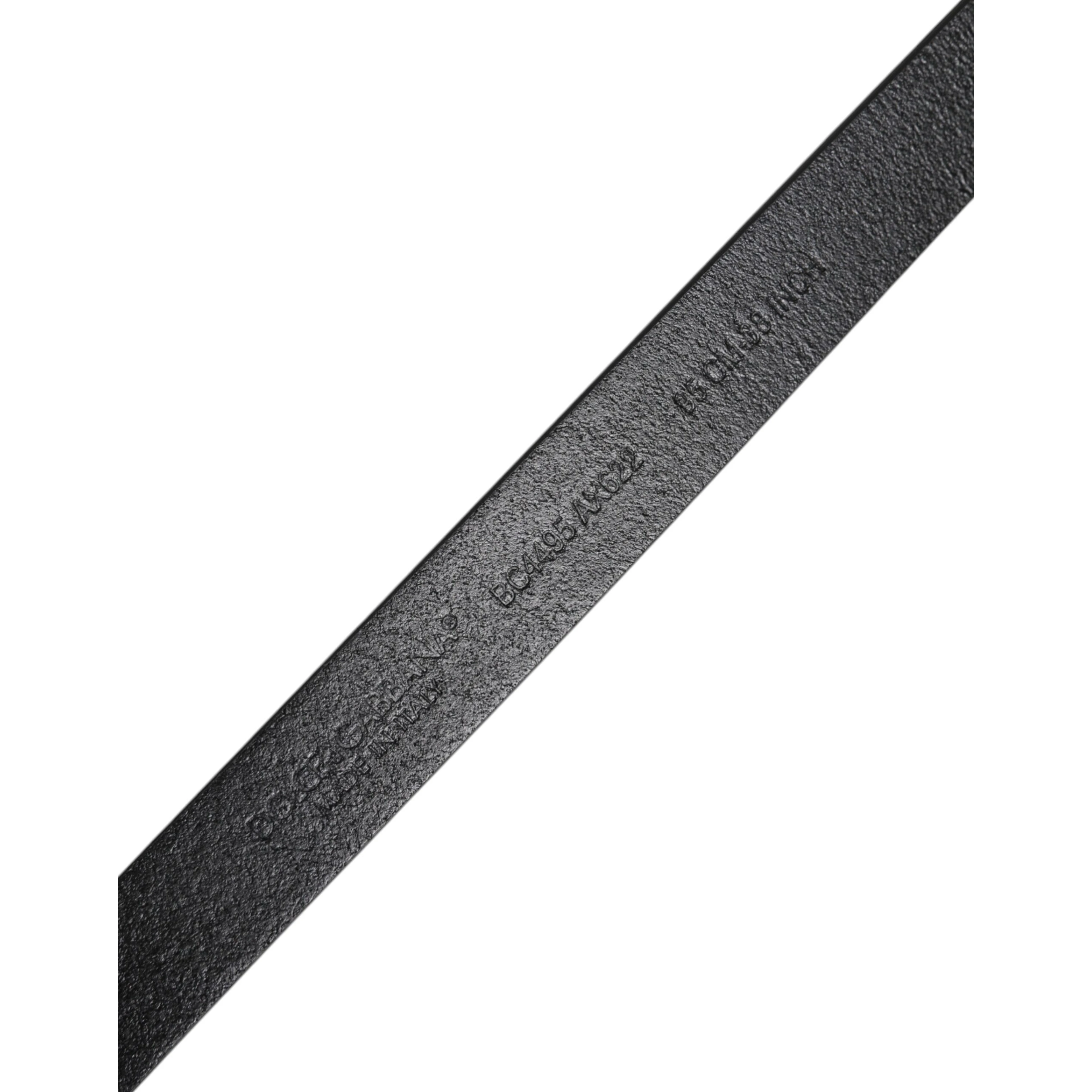 Black Calfskin Classic Metal Logo Buckle Belt