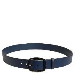 Blue Calf Leather Classic Metal Buckle Belt