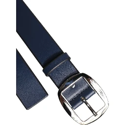 Blue Calf Leather Classic Metal Buckle Belt