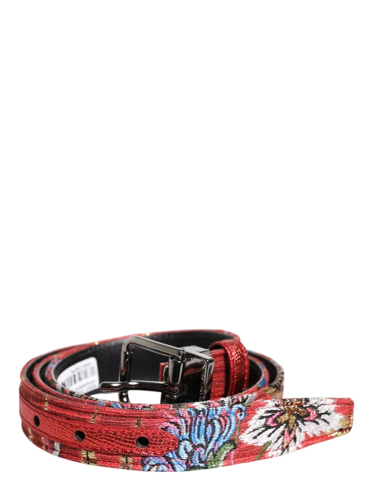 Red Floral DG Embellished Metal Buckle Belt alternative