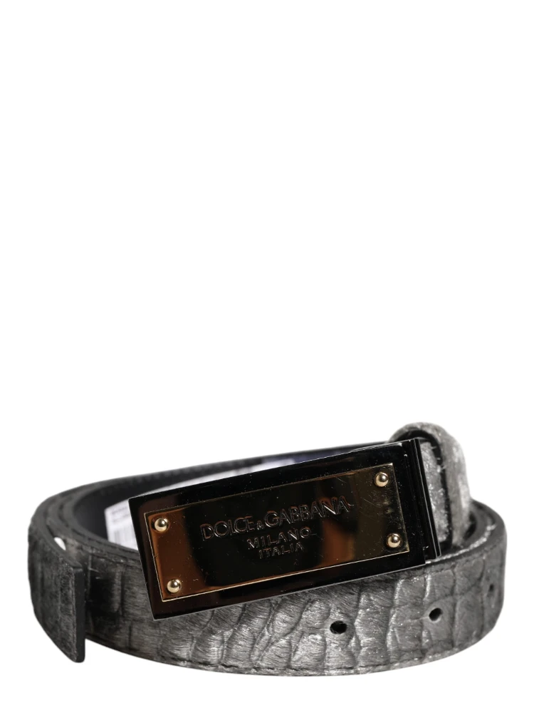 Silver Classic Gold Logo Plaque Buckle Belt alternative