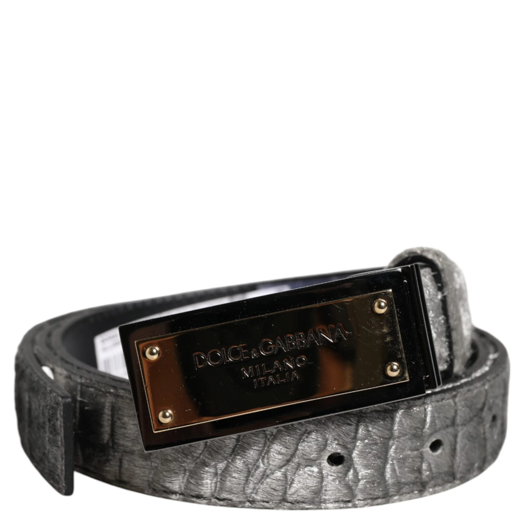 Silver Classic Gold Logo Plaque Buckle Belt