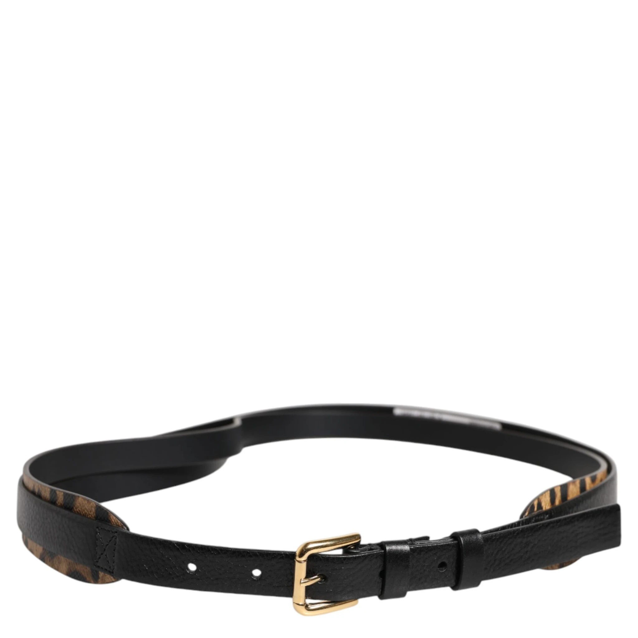 Black Leopard Classic Gold Metal Buckle Belt