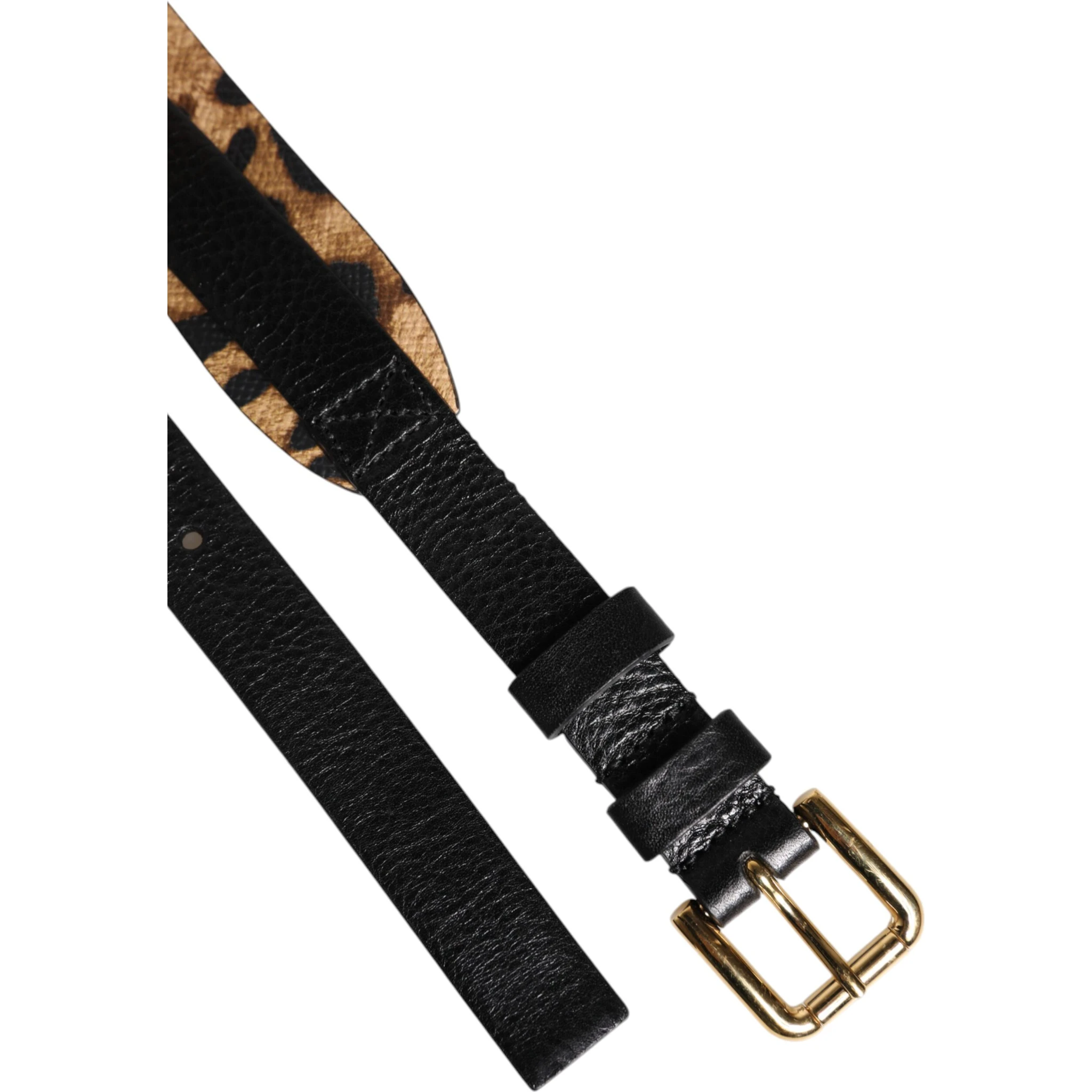 Black Leopard Classic Gold Metal Buckle Belt