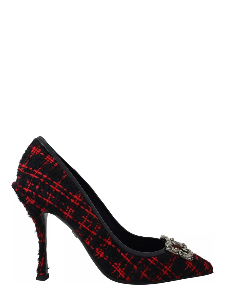 Red Black Tweed DG Amore Heels Pumps Shoes