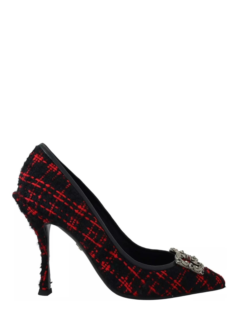 Red Black Tweed DG Amore Heels Pumps Shoes