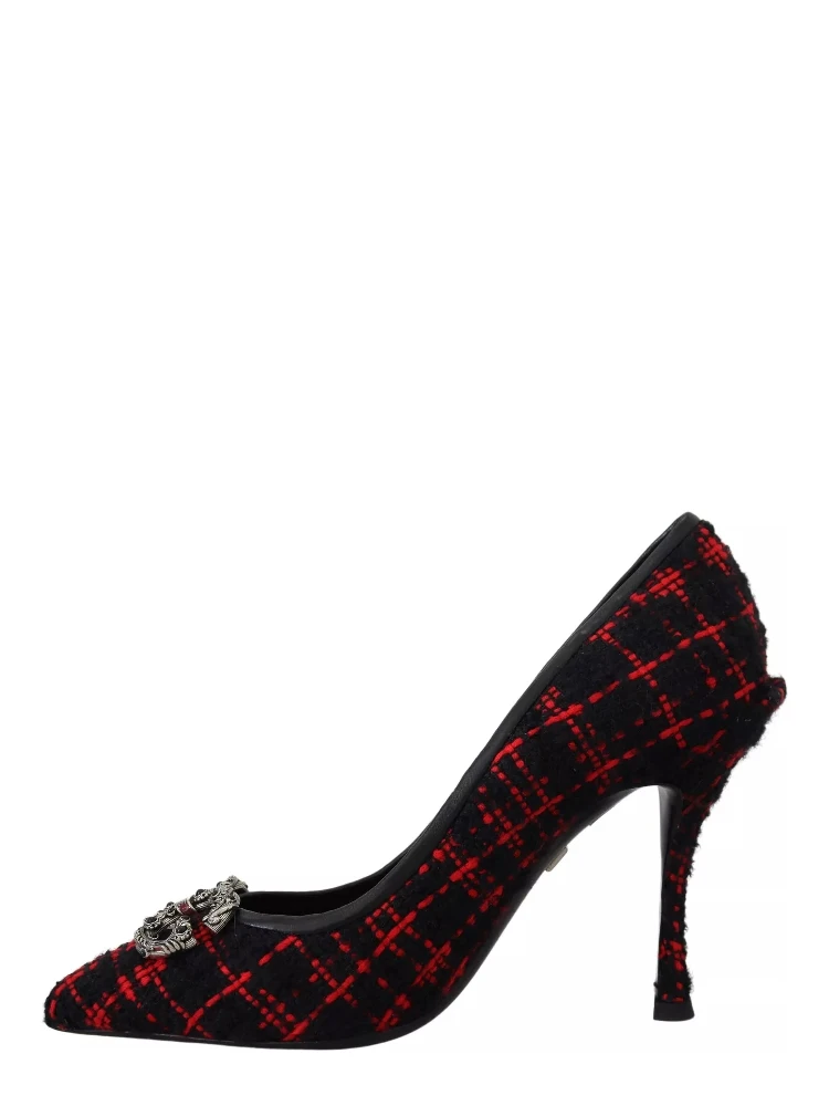 Red Black Tweed DG Amore Heels Pumps Shoes alternative