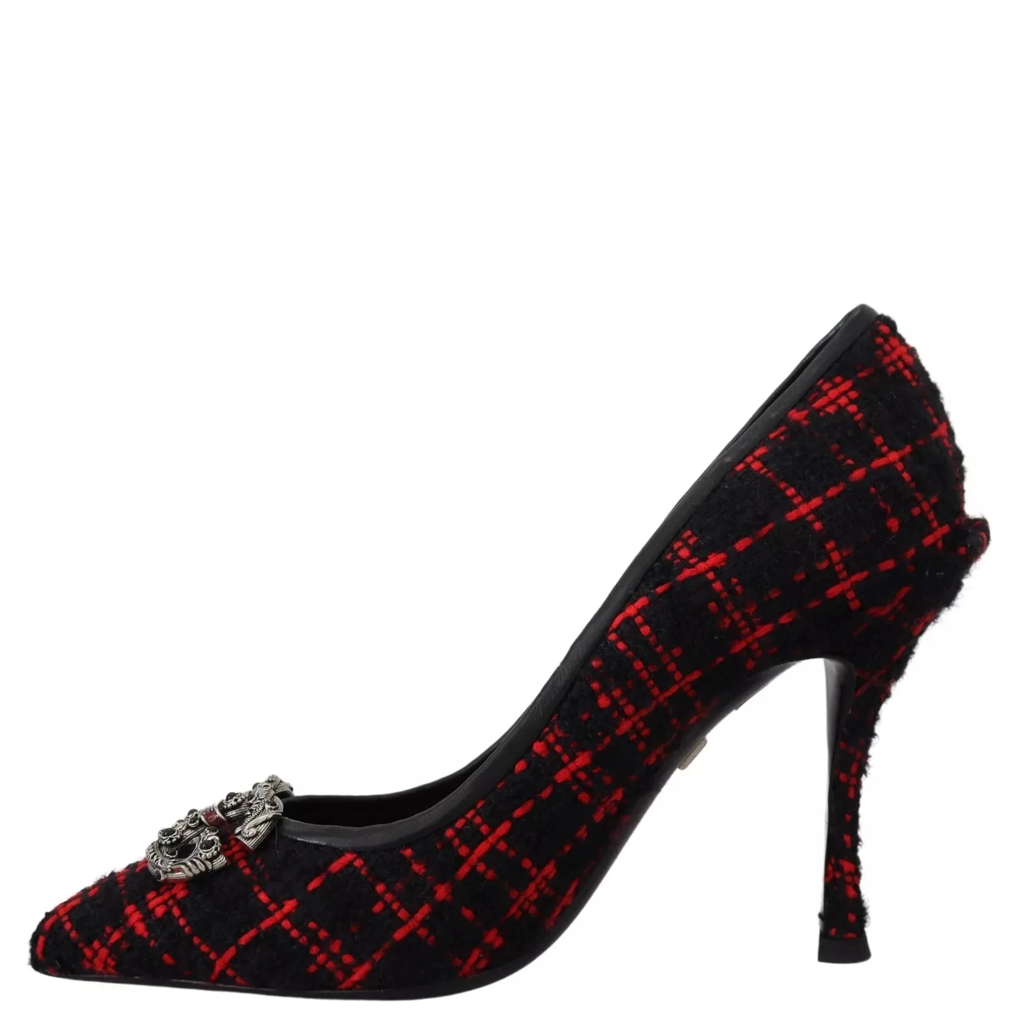 Red Black Tweed DG Amore Heels Pumps Shoes