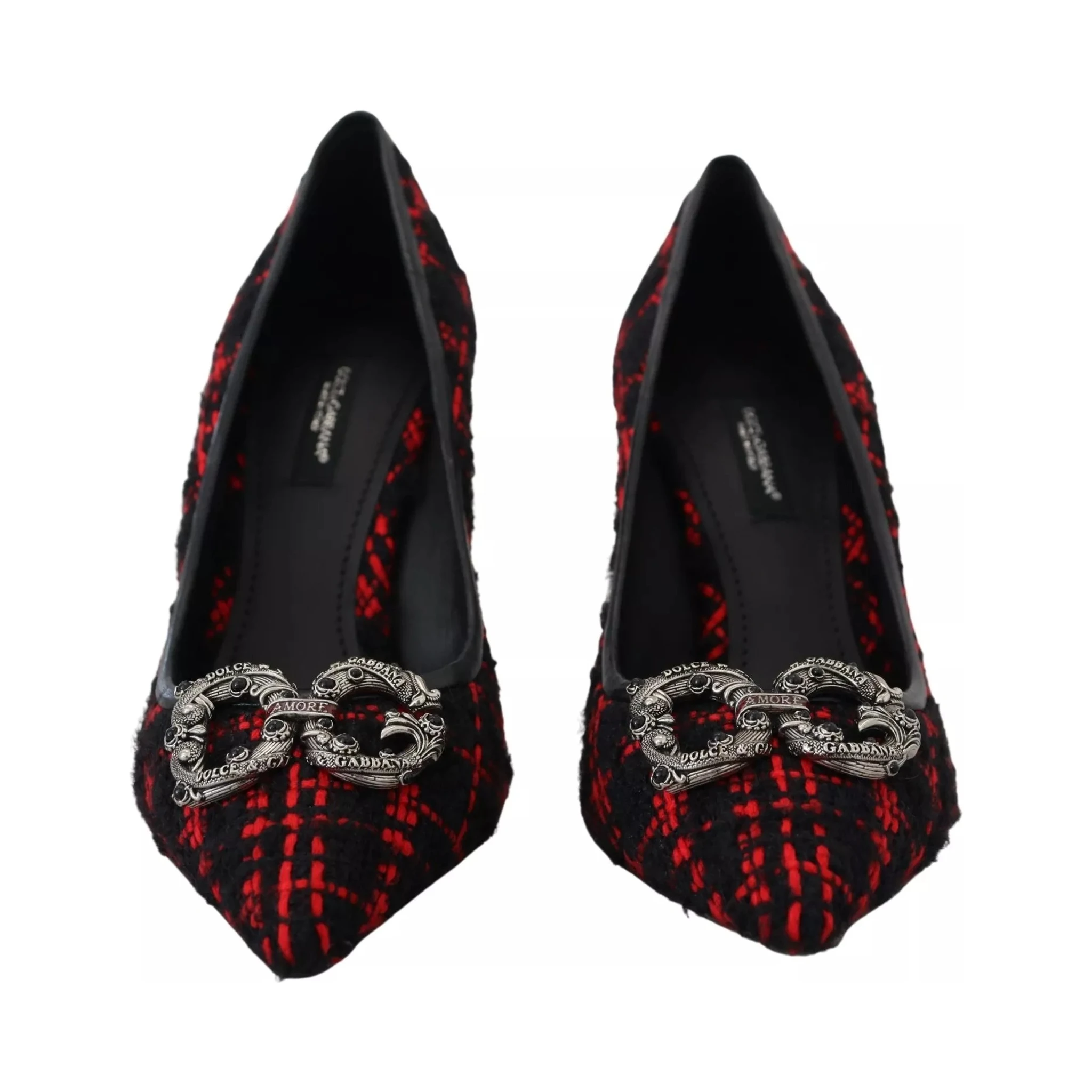 Red Black Tweed DG Amore Heels Pumps Shoes