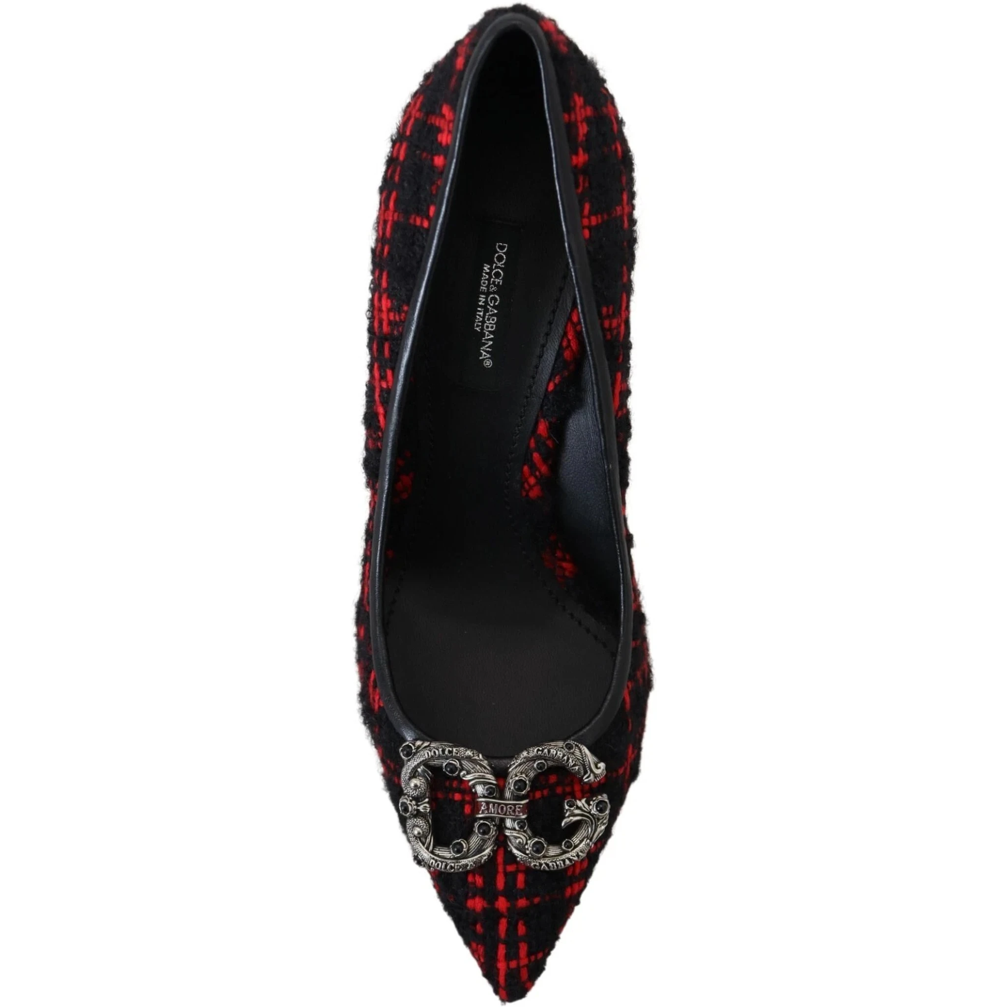 Red Black Tweed DG Amore Heels Pumps Shoes