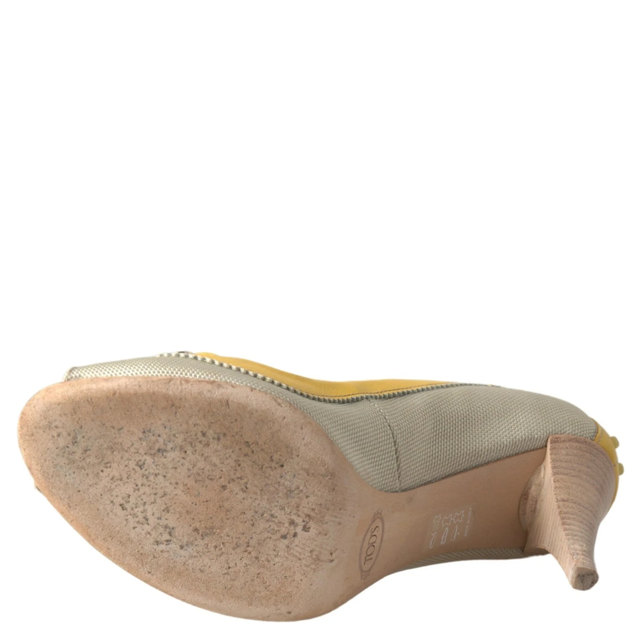 Yellow Off White Peep Toe Heels Pumps Shoes