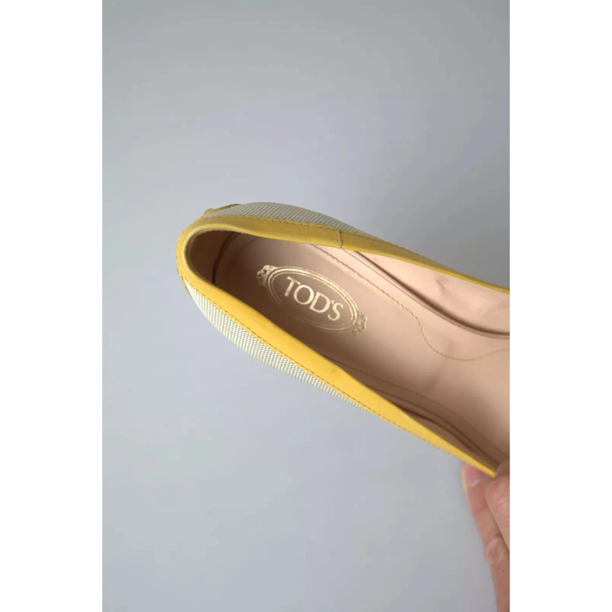 Yellow Off White Peep Toe Heels Pumps Shoes