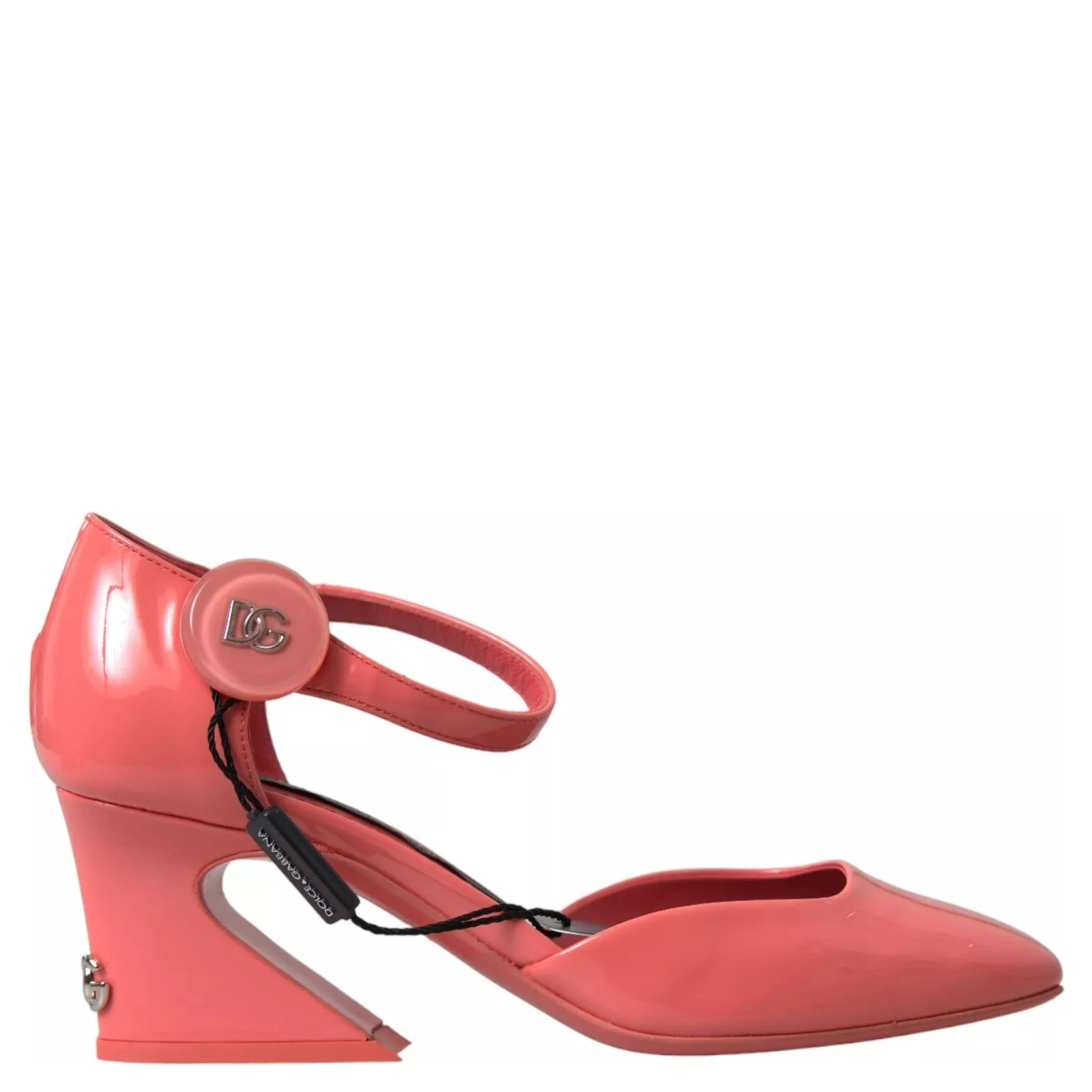 Peach Leather Ankle Strap Heels Sandals Shoes