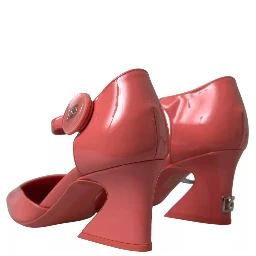 Peach Leather Ankle Strap Heels Sandals Shoes