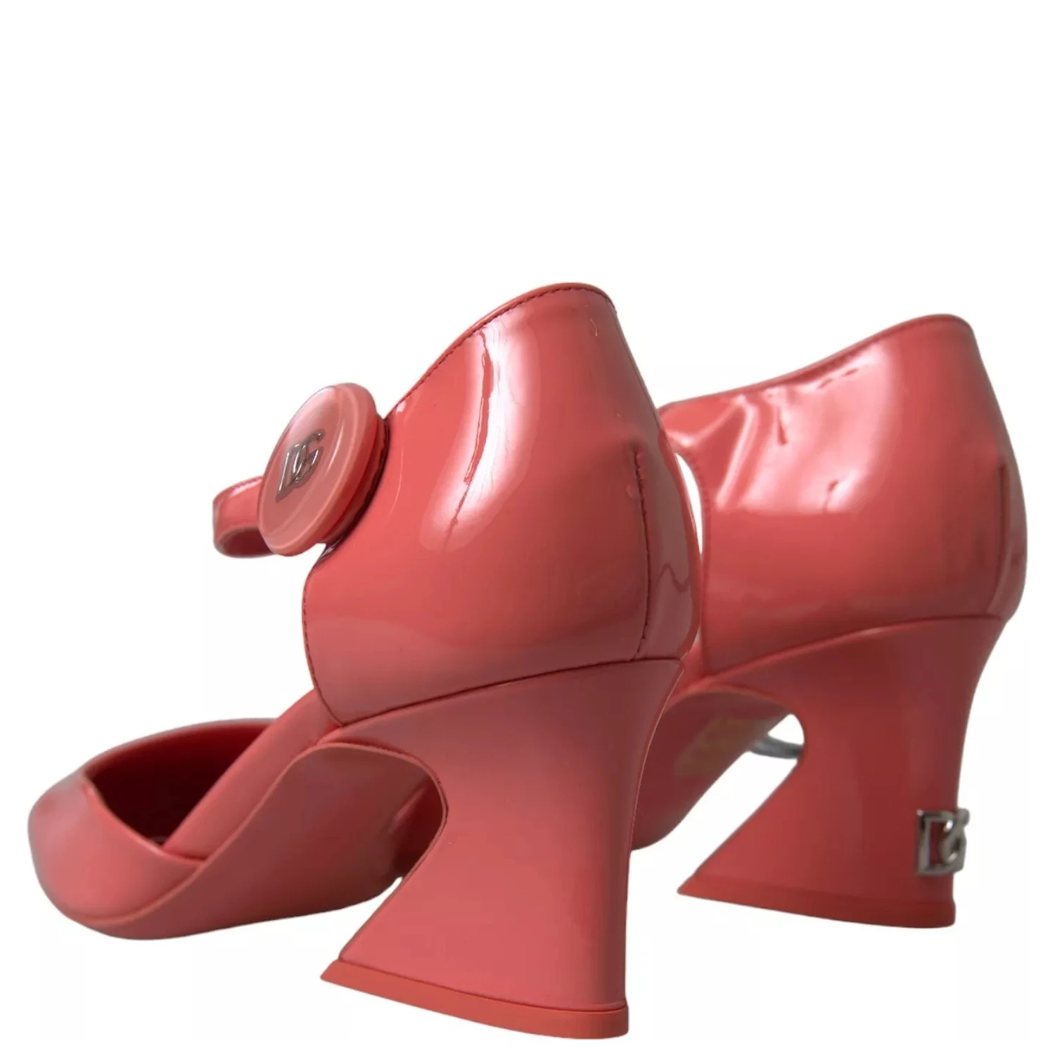 Peach Leather Ankle Strap Heels Sandals Shoes