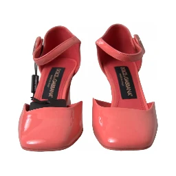 Peach Leather Ankle Strap Heels Sandals Shoes