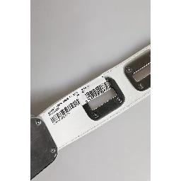 White Leather Gold Tone Rotating Buckle Belt